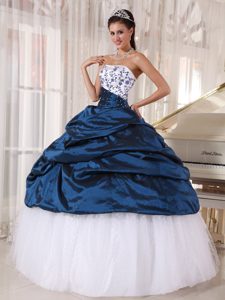 Beautiful Strapless Embroidery Beaded Quinceanera Gown in Taffeta and Tulle