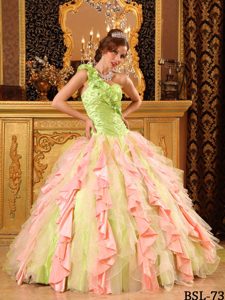 Multi-Color Quince Dresses with Beading and Ruffles in Taffeta and Organza