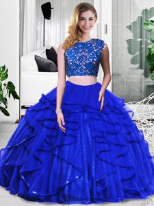 Cheap Floor Length Royal Blue Quinceanera Dresses Scoop Sleeveless Zipper