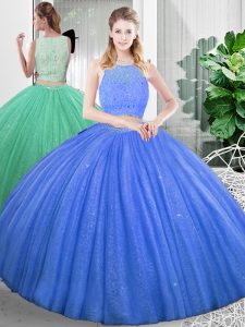 Simple Baby Blue Organza Zipper Quince Ball Gowns Sleeveless Floor Length Lace and Ruching
