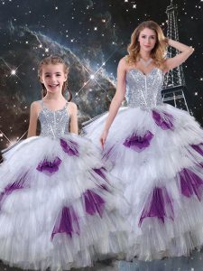 Unique Multi-color Sleeveless Beading and Ruffled Layers Floor Length Sweet 16 Quinceanera Dress