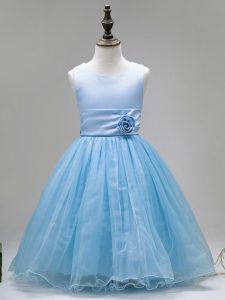 Hot Selling Scoop Sleeveless Zipper Little Girl Pageant Dress Baby Blue Tulle