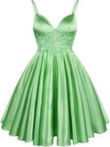 Sleeveless Knee Length Lace Lace Up Quinceanera Court of Honor Dress with Green