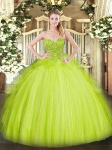 High Class Yellow Green Sweet 16 Dresses Military Ball and Sweet 16 and Quinceanera with Lace Sweetheart Sleeveless Lace Up