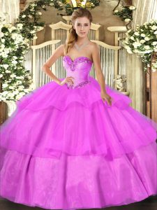 New Style Sleeveless Beading and Ruffled Layers Lace Up Quinceanera Dresses