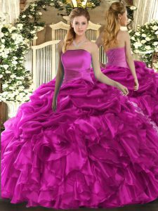 New Arrival Floor Length Ball Gowns Sleeveless Fuchsia Ball Gown Prom Dress Lace Up