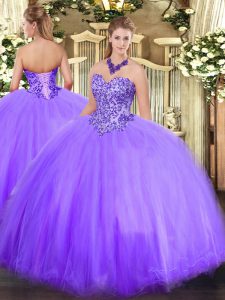 Dynamic Lavender Lace Up 15 Quinceanera Dress Appliques Sleeveless Floor Length
