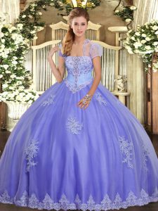 Beauteous Tulle Sleeveless Floor Length Ball Gown Prom Dress and Appliques
