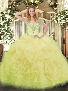 Sleeveless Lace Up Floor Length Beading and Ruffles and Pick Ups Sweet 16 Quinceanera Dress