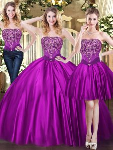 Noble Sleeveless Lace Up Floor Length Beading Sweet 16 Quinceanera Dress
