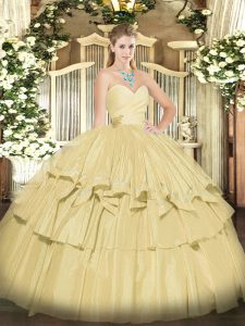 Dramatic Sleeveless Beading and Ruffled Layers Lace Up Sweet 16 Quinceanera Dress