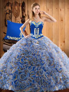 Fashionable Multi-color Lace Up Quinceanera Dress Embroidery Sleeveless With Train Sweep Train