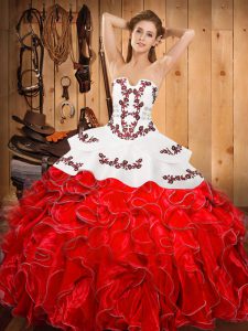 Designer Floor Length Wine Red 15 Quinceanera Dress Strapless Sleeveless Lace Up