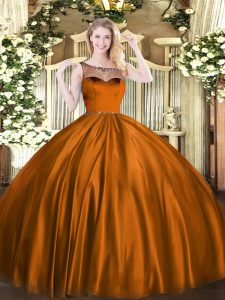Exceptional Brown Quince Ball Gowns Sweet 16 and Quinceanera with Beading Scoop Sleeveless Zipper