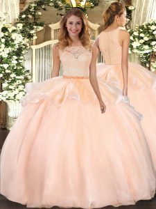 Scoop Sleeveless Organza Sweet 16 Dresses Lace Clasp Handle