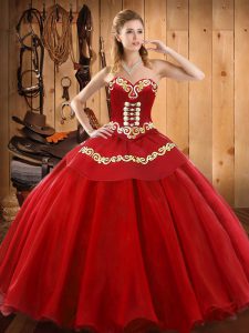 Red Tulle Lace Up Quinceanera Dress Sleeveless Floor Length Ruffles