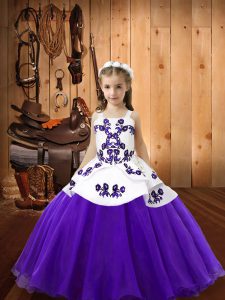Straps Sleeveless Lace Up Pageant Dress for Teens Purple Organza