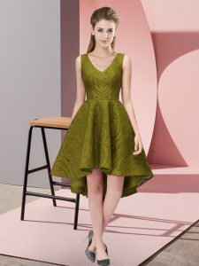 Lace Dama Dress Olive Green Zipper Sleeveless High Low
