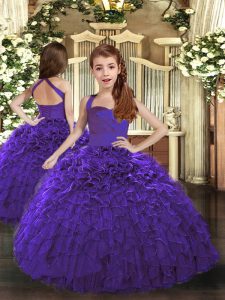 Sleeveless Lace Up Floor Length Ruffles Kids Pageant Dress