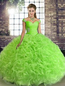 Glittering Sleeveless Floor Length Beading Lace Up 15th Birthday Dress
