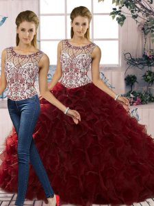 Custom Fit Sleeveless Beading and Ruffles Lace Up Ball Gown Prom Dress