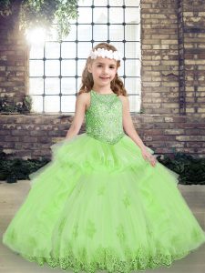 Hot Selling Floor Length Ball Gowns Sleeveless Little Girls Pageant Dress Lace Up