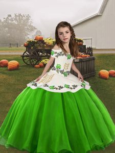 Exceptional Organza Sleeveless Floor Length Pageant Dress for Teens and Embroidery