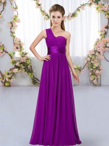 Purple Sleeveless Belt Floor Length Court Dresses for Sweet 16