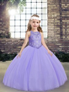 Dazzling Sleeveless Beading Lace Up Pageant Gowns For Girls