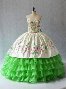 Sweetheart Neckline Embroidery and Ruffled Layers Sweet 16 Quinceanera Dress Sleeveless Lace Up