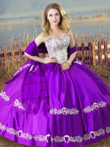 Noble Sleeveless Lace Up Floor Length Beading and Embroidery Quinceanera Gowns