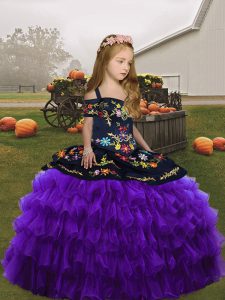Best Selling Purple Sleeveless Organza Pageant Dress for Girls for Party and Wedding Party
