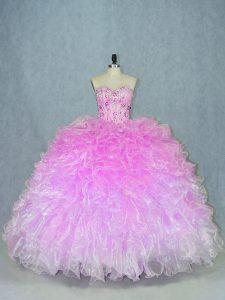 Multi-color Sleeveless Floor Length Beading and Ruffles Lace Up Quinceanera Gown