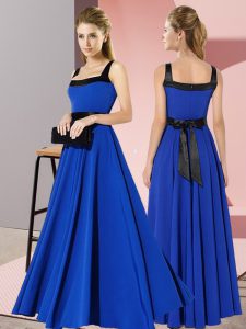 Captivating Floor Length Royal Blue Quinceanera Court of Honor Dress Square Sleeveless Zipper
