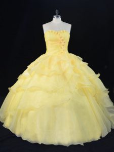 Unique Sleeveless Lace Up Floor Length Hand Made Flower Sweet 16 Quinceanera Dress