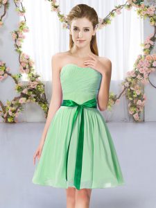 Apple Green Sleeveless Belt Mini Length Dama Dress for Quinceanera
