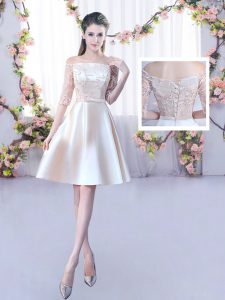 New Style Mini Length A-line Half Sleeves Champagne Quinceanera Court Dresses Lace Up