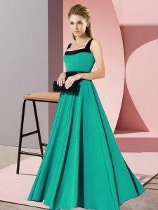Charming Floor Length Turquoise Dama Dress for Quinceanera Chiffon Sleeveless Belt