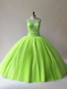 Scoop Sleeveless Lace Up Sweet 16 Quinceanera Dress Tulle