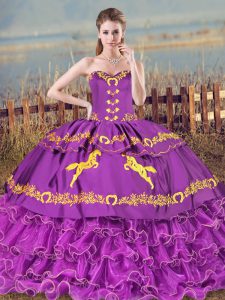 Romantic Purple Quinceanera Dress Sweetheart Sleeveless Lace Up