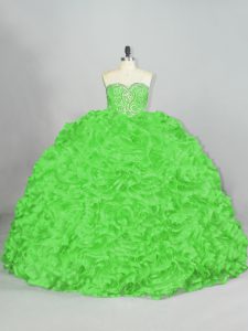 Sweetheart Sleeveless Court Train Lace Up Sweet 16 Quinceanera Dress Fabric With Rolling Flowers