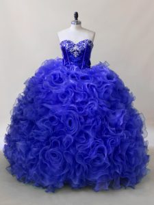 Floor Length Ball Gowns Sleeveless Royal Blue 15th Birthday Dress Lace Up