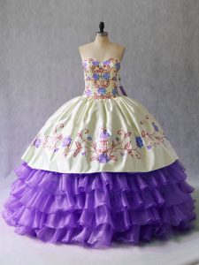Sweetheart Sleeveless Lace Up 15th Birthday Dress Lavender Organza