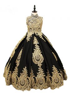 Glorious Black Sleeveless Beading Floor Length Pageant Dresses