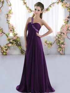 Comfortable Purple Sleeveless Beading Lace Up Court Dresses for Sweet 16
