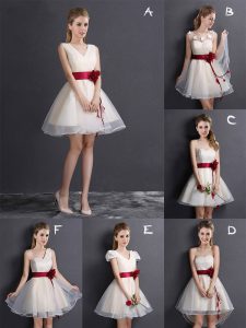 Free and Easy Organza Sleeveless Mini Length Court Dresses for Sweet 16 and Lace and Appliques and Hand Made Flower