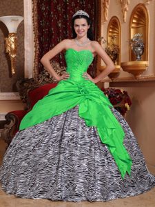 Strapless Light Green and White Taffeta Quinceanera Dress with Beading ...