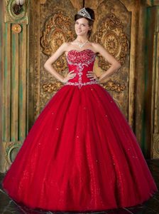 Wine Red Cute Quinceanera Gown with Sweetheart and Beading