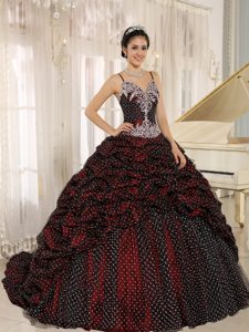 Spaghetti Straps Brush Train Special Fabric Quinceanera Dress with Pick-ups on Sale