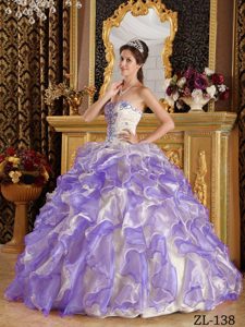 Elegant Sweetheart Organza Quinceanera Dresses with Appliques in Purple
